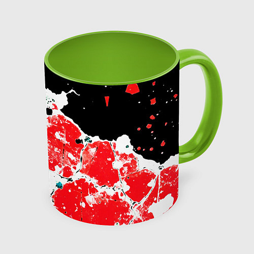 Кружка цветная Сине красная абстракция на чёрном фоне / 3D-Белый + светло-зеленый – фото 1