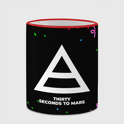 Кружка цветная Thirty Seconds to Mars конфети / 3D-Красный кант – фото 2