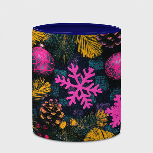 Кружка цветная Новый год и краски / 3D-Белый + синий – фото 2