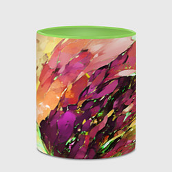 Кружка 3D Красно-жёлтая абстракция, цвет: 3D-белый + светло-зеленый — фото 2
