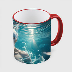 Кружка 3D Парень в бассеине, цвет: 3D-красный кант