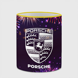 Кружка 3D Праздничный Porsche, цвет: 3D-желтый кант — фото 2
