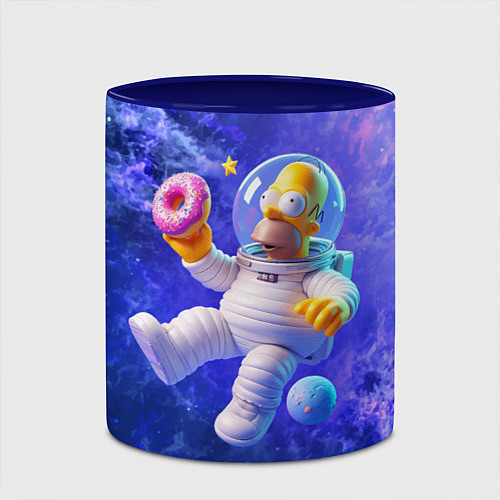 Кружка цветная Homer Simpson is a brave astronaut / 3D-Белый + синий – фото 2