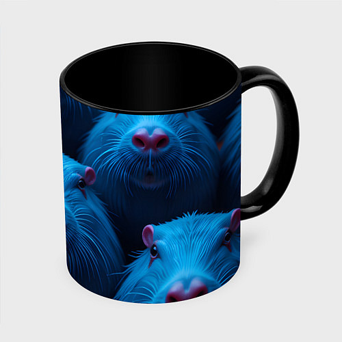 Кружка цветная Синие капибары / 3D-Белый + черный – фото 1