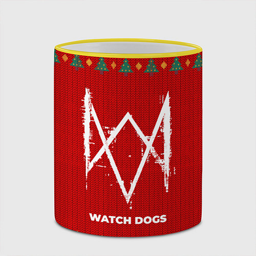 Кружка цветная Watch Dogs new year / 3D-Желтый кант – фото 2