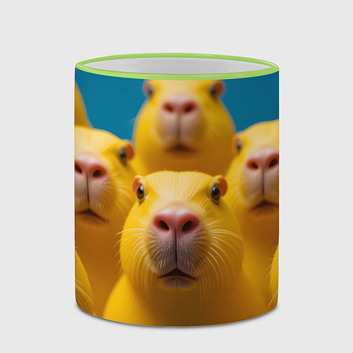 Кружка цветная Желтые капибары / 3D-Светло-зеленый кант – фото 2