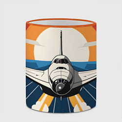 Кружка 3D Скоростной ретро самолет, цвет: 3D-оранжевый кант — фото 2