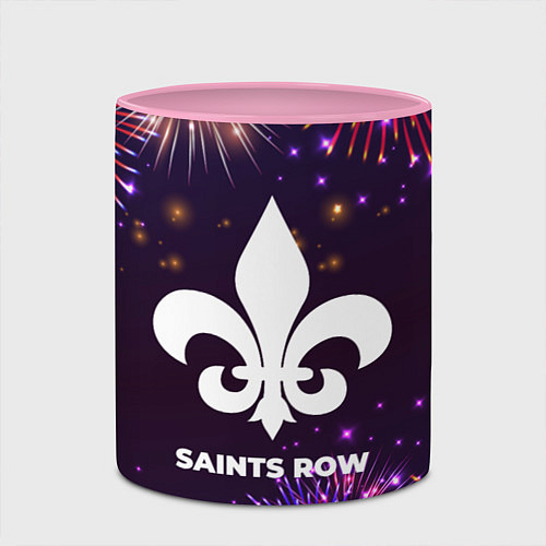 Кружка цветная Праздничный Saints Row / 3D-Белый + розовый – фото 2