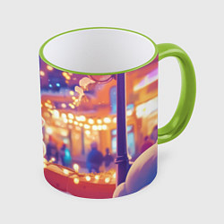 Кружка цветная Новогодняя зайка