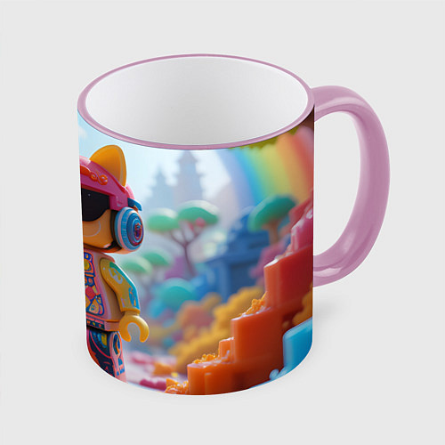 Кружка цветная Роблокс в солнечных очках / 3D-Розовый кант – фото 1
