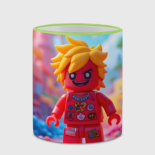 Кружка цветная Роблокс с желтыми волосами / 3D-Светло-зеленый кант – фото 2