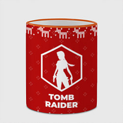 Кружка 3D Новогодний Tomb Raider с оленями, цвет: 3D-оранжевый кант — фото 2