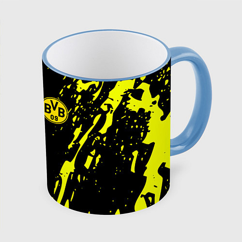 Кружка цветная Borussia краски текстура / 3D-Небесно-голубой кант – фото 1