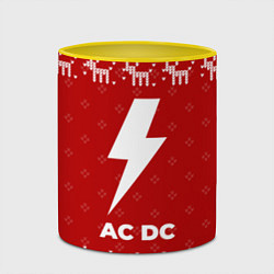 Кружка 3D Новогодний AC DC с оленями, цвет: 3D-белый + желтый — фото 2