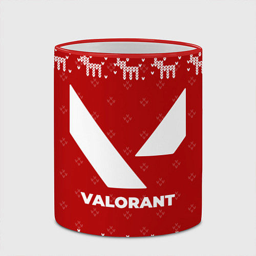 Кружка цветная Новогодний Valorant с оленями / 3D-Красный кант – фото 2