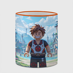 Кружка 3D Роблокс улыбающийся человечек, цвет: 3D-оранжевый кант — фото 2