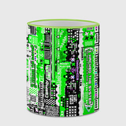 Кружка 3D Киберпанк паттерн зелёный, цвет: 3D-светло-зеленый кант — фото 2