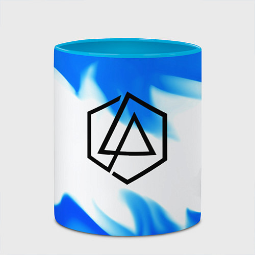 Кружка цветная Linkin park blue flame / 3D-Белый + небесно-голубой – фото 2