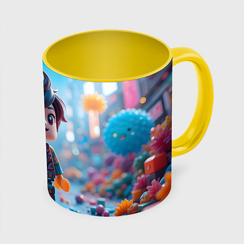 Кружка цветная Человечек из лего / 3D-Белый + желтый – фото 1