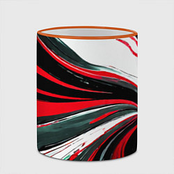 Кружка 3D Волнистые чёрно-красные линии на белом фоне, цвет: 3D-оранжевый кант — фото 2