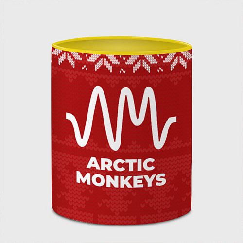 Кружка цветная Новогодний Arctic Monkeys / 3D-Белый + желтый – фото 2