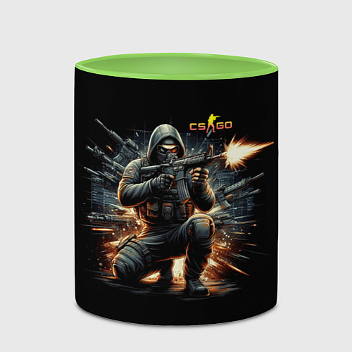Кружка цветная Counter Strike - cool stormtrooper / 3D-Белый + светло-зеленый – фото 2