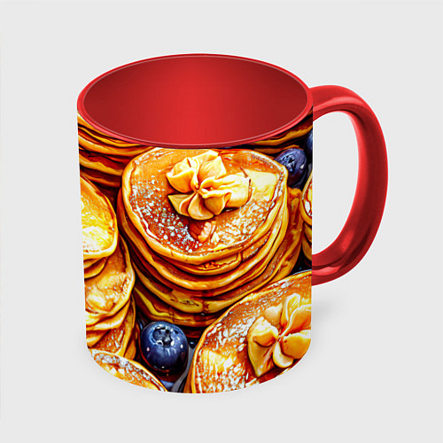 Кружка цветная Блинчики / 3D-Белый + красный – фото 1