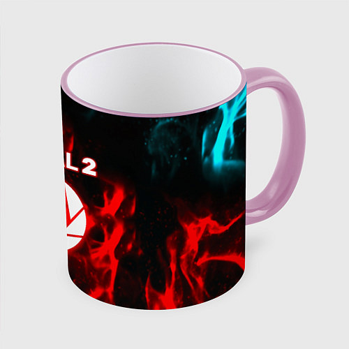 Кружка цветная Portal flame steel game / 3D-Розовый кант – фото 1