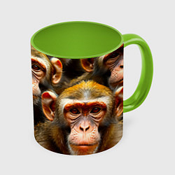 Кружка 3D Макаки, цвет: 3D-белый + светло-зеленый
