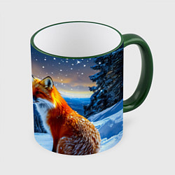 Кружка цветная Лисичка в зимнем лесу