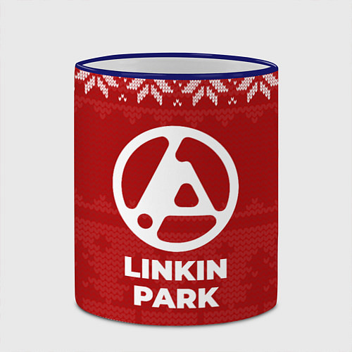 Кружка цветная Новогодний Linkin Park 2024 / 3D-Синий кант – фото 2