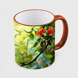 Кружка цветная Колибри в цветах