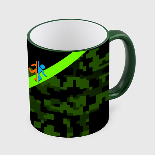 Кружка цветная Portal camo steel geometry / 3D-Зеленый кант – фото 1