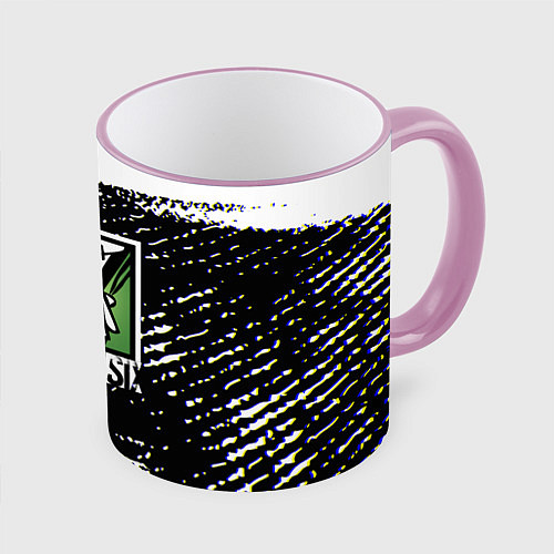 Кружка цветная Rainbow six краски штрихи / 3D-Розовый кант – фото 1