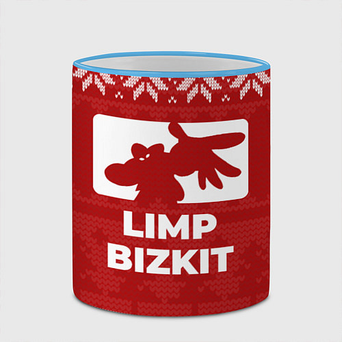 Кружка цветная Новогодний Limp Bizkit / 3D-Небесно-голубой кант – фото 2