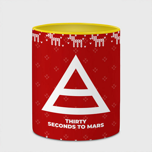 Кружка цветная Новогодний Thirty Seconds to Mars с оленями / 3D-Белый + желтый – фото 2