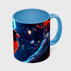 Кружка цветная Снигирь и молнии