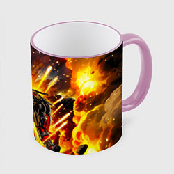 Кружка 3D Дэдпул и Росомаха при взрыве, цвет: 3D-розовый кант