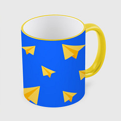 Кружка цветная Желтый самолетик