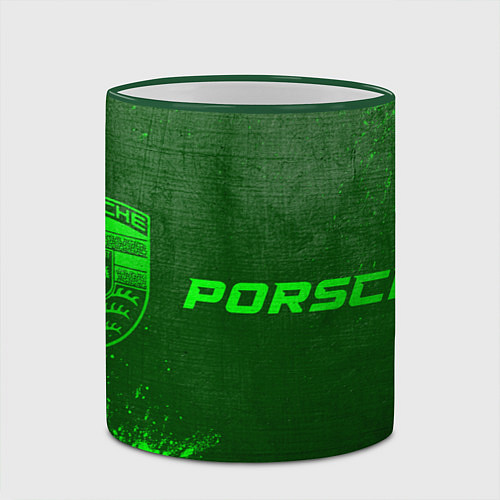 Кружка цветная Porsche - green gradient по-горизонтали / 3D-Зеленый кант – фото 2