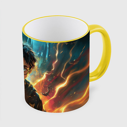 Кружка цветная Гарри Поттер магия / 3D-Желтый кант – фото 1