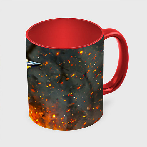 Кружка цветная Дятел в огне / 3D-Белый + красный – фото 1