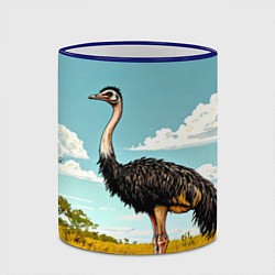 Кружка 3D Страус в природе, цвет: 3D-синий кант — фото 2
