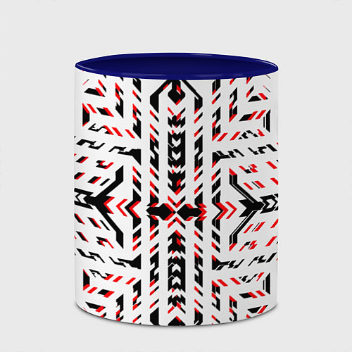 Кружка цветная Чёрно-красные диагональные полосы на белом фоне / 3D-Белый + синий – фото 2
