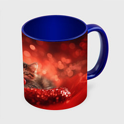 Кружка 3D Влюбленные котята с сердечком, цвет: 3D-белый + синий