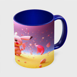 Кружка 3D Желтые и розовый Пикачу, цвет: 3D-белый + синий