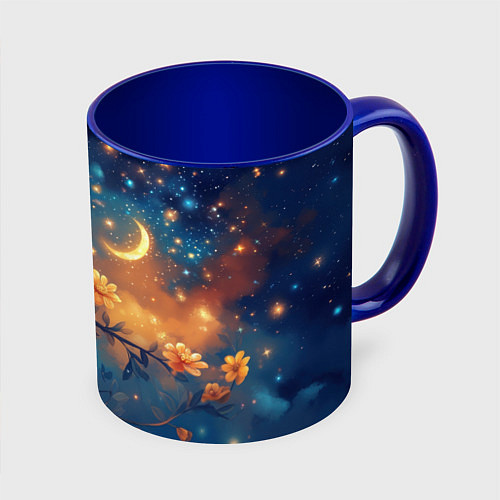 Кружка цветная Сова на ветке / 3D-Белый + синий – фото 1