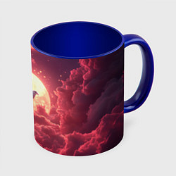 Кружка 3D Голубь на фоне луны, цвет: 3D-белый + синий