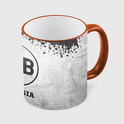 Кружка цветная Borussia - white gradient / 3D-Оранжевый кант – фото 1