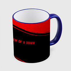 Кружка 3D System of a Down - red gradient по-горизонтали, цвет: 3D-синий кант